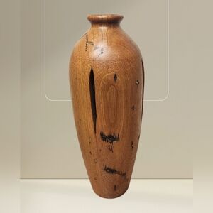 Vintage Artisan Signed Hand Crafted Turned Wood Art Decorative Vase Minimalist